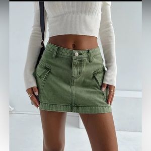 Princess Polly Zakai Cargo Denim Mini Skirt Green